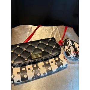 Luv Betsey Johnson Heart Polka Dot Crossbody Bag with Coin Purse Black Red thumbnail 2