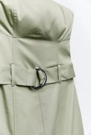 ZARA jumpsuit technical fabric cargo sleeveless wide streight leg light khaki thumbnail 7