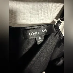 Lovesome Black Satin Spaghetti Strap Bustier Cowl Crop Top Size Medium thumbnail 4