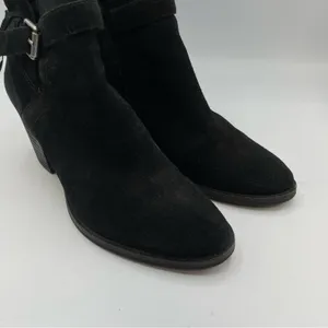 Sam Edelman Black Suede Ankle Boots Buckle Western Booties Womens 8 thumbnail 6