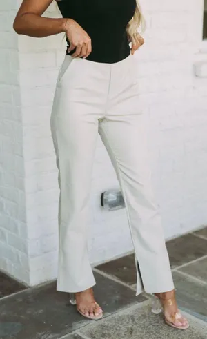 These Three Boutique Beige Leather Pants thumbnail 3