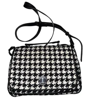 Vera Bradley Turnlock Crossbody bag purse VB black and white houndstooth print thumbnail 1