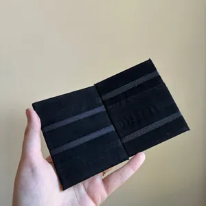 Card wallet gray black embroidered detail double open fidget thumbnail 2