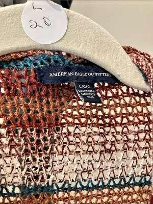 American Eagle Outfitters Striped Open Knit Cardigan waterfall in Brown & Blue 1 thumbnail 5