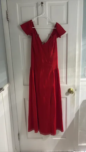 Abercrombie Red Midi Dress Flutter Sleeves thumbnail 6