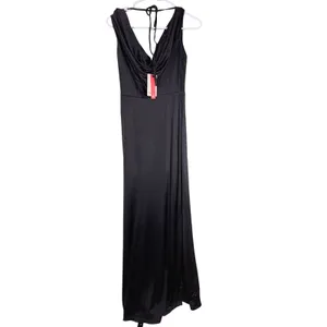 NWT Popilush Shapewear Maxi‎ Dress Cowl Neck Built-In Bra Black Small thumbnail 7