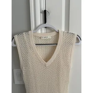 Everlane NWOT Lace Knit Maxi Sweater Dress W/Slip Bone Small Organic Cotton thumbnail 7