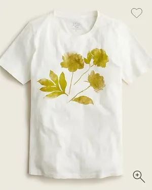 J.Crew EUC Women's Vintage Cotton Crewneck T-shirt w/Tonal Flowers Size S thumbnail 1