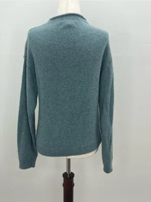 Bianco & Blu Womens Blue Green Made In Italy Wool Blend Mock Neck Sweater Medium thumbnail 5