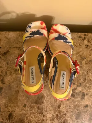 Steve Madden Multicolor Jean Tie Dye Canvas Platform Sandals thumbnail 5
