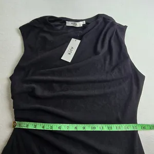 ASTR The Label NWT -747 Drape Sleeveless Midi Dress‎ Black Ruched Womens Large thumbnail 8