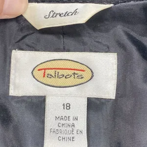 Talbots blazer jacket womens 18 black‎ 100% wool zip front collared thumbnail 4