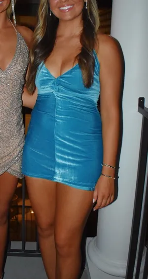 MORE TO COME Blue velvet dress thumbnail 1
