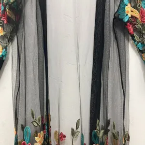 Women Floral Embroidered Mesh Long Jacket Cardigan Casual Coats Beach One Size thumbnail 12
