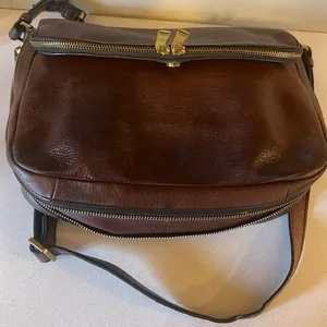 Fossil Preston Brown Leather crossbody Bag with expandable zipper & Flap… thumbnail 2