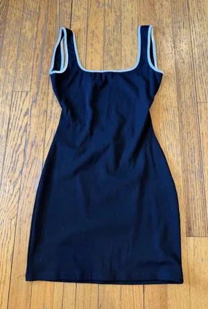 Princess Polly Feldman Mini Dress Womens 6 Black Ribbed Bodycon Contrast Trim thumbnail 1