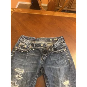 Miss Me Jeans, Women's Size 26, Blue, Denim, Gems Back Pocket, Flared thumbnail 6
