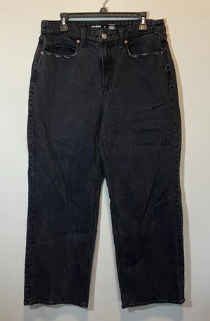 Old Navy Curvy Extra High-Rise Wide Leg Jeans Washed Black Size 12 Stretch Denim thumbnail 1