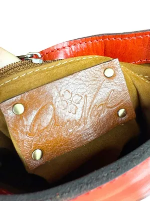 Patricia Nash Small Vatoni Convertible Leather‎ Backpack Papaya Red Leather thumbnail 8