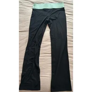 Victorias Secret PINK Yoga Pants Black Mint Green Foldover Flare Leg Leggings thumbnail 8