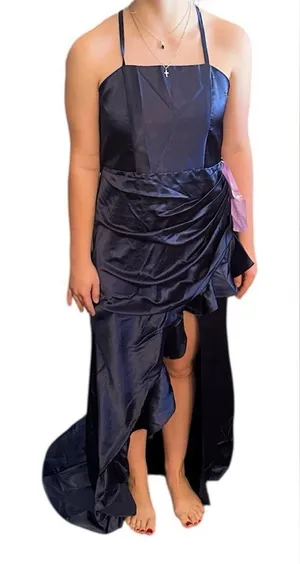 Dideyttawl Satin Criss Cross Spaghetti Strap Formal Dress Blue 16 NWT thumbnail 1