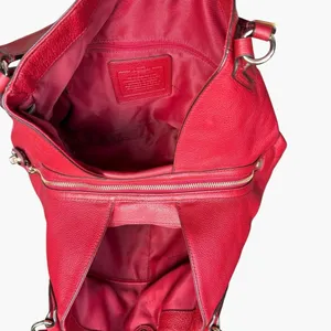 Coach Edie Pebbled Leather Shoulder Bag Red Large Hobo Tote Turnlock Zip Purse thumbnail 5