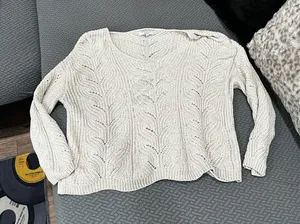 Warm & Cozy Lifestyle cream knit sweater thumbnail 1