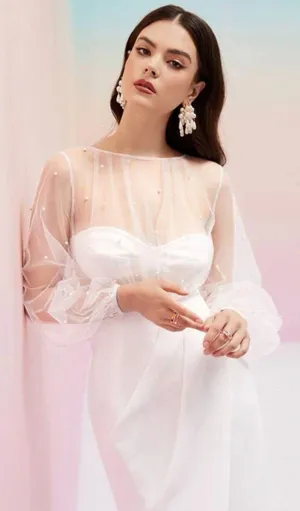 Pearl Mesh White Dress Size XS thumbnail 2