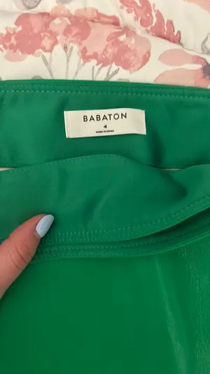 Babaton Aritzia Green Leather skirt thumbnail 2