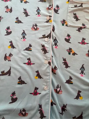 Kate Spade Large Scottie Dog Pajama Set Blue Short Sleeve Lounge Sleepwear NWT thumbnail 8