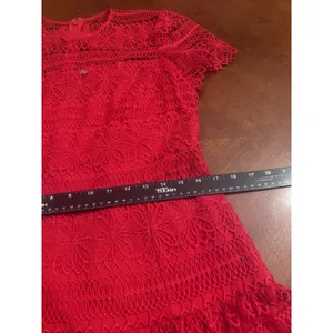 ANTONIO MELANI Red Ochre Lace Overlay Midi Dress, Mermaid-styleHem, Lined, Sz 10 thumbnail 12