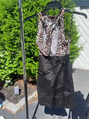 XOXO Leopard Print Bodice Black Skirt Open Back Dress thumbnail 11