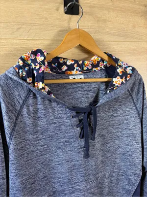Vera Bradley Blue Spacedye Lace-Up Hooded Pullover Top thumbnail 3