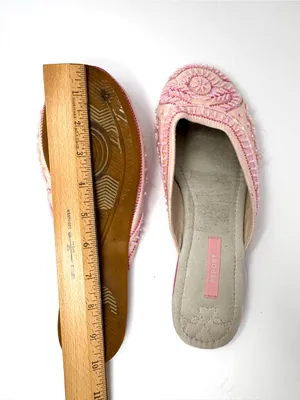 REPORT bubble gum pink fabric/sequins/beading slides, unmarked size 9 thumbnail 11