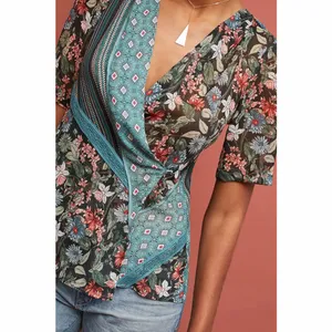 Anthropologie Tiny lovely patchwork wrap top thumbnail 2