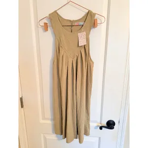 Free People Mini Dress‎ Womens Salt Marsh M Tan Pleated Cotton OB1164929 thumbnail 7