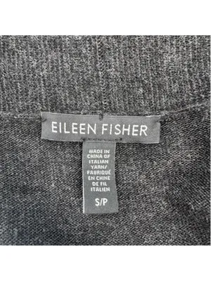 Eileen Fisher Charcoal Italian Merino Wool Open Cardigan SP thumbnail 3