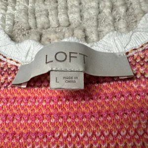 LOFT Knit Pink and Orange Color Block Wave Tank thumbnail 6