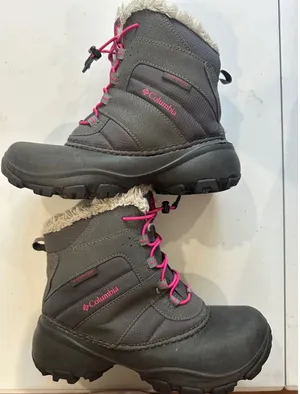 Columbia Women's 5 Youth 3-3.5 Rope Tow III Waterproof Winter Boots Grey Pink thumbnail 1