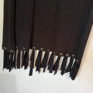 Seventh Avenue Black Sleeveless Tunic Top Fringe Hem Gold Grommet Detail Size M thumbnail 3
