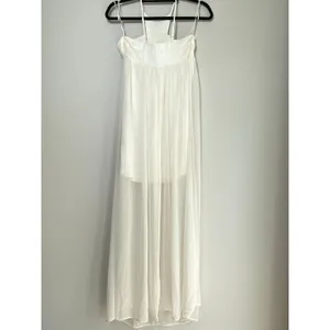Express White Maxi Dress Lace Halter High Neck Sheet Flowy Overlay Small thumbnail 3