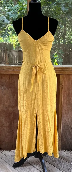 Los Angeles Atelier & Other Stories Yellow Belted Maxi Dress Size 2 thumbnail 1