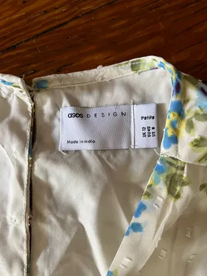 ASOS Petite Cream Mini Dress with Blue and Green Floral Print and Ring Cutout thumbnail 7