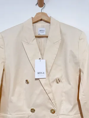 NWT Misa Los Angeles Viva Blazer Cream Stretch Cotton Double Breasted Blazer M thumbnail 7