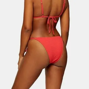 Topshop Women's Size 10 Red Crinkle High Rise Tie Bikini Bottoms‎ Stretch thumbnail 2