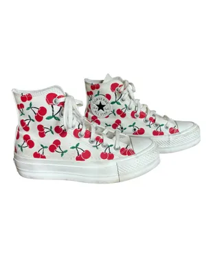Converse All Star Lift Platform High Top Sneaker Cherry Print Womens 6.5 thumbnail 2
