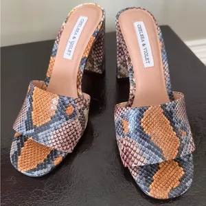 Chelsea & Violet Women's Multicolor Snake Print Heels thumbnail 1