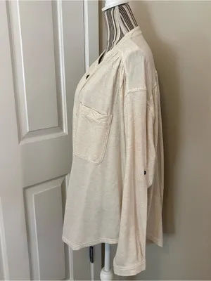 Aerie large oversized button up top layer comfy quiet luxury large preppy thumbnail 3