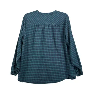 Duluth Trading Co Seawool‎ Plaid Henley Top Green Blue Long Sleeve 3237-97 thumbnail 2