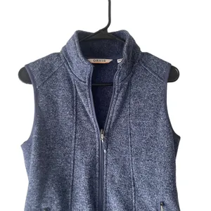 Orvis Womens XS Navy Blue Heather Sweater Fleece Full Zip Mock Neck‎ Vest thumbnail 2